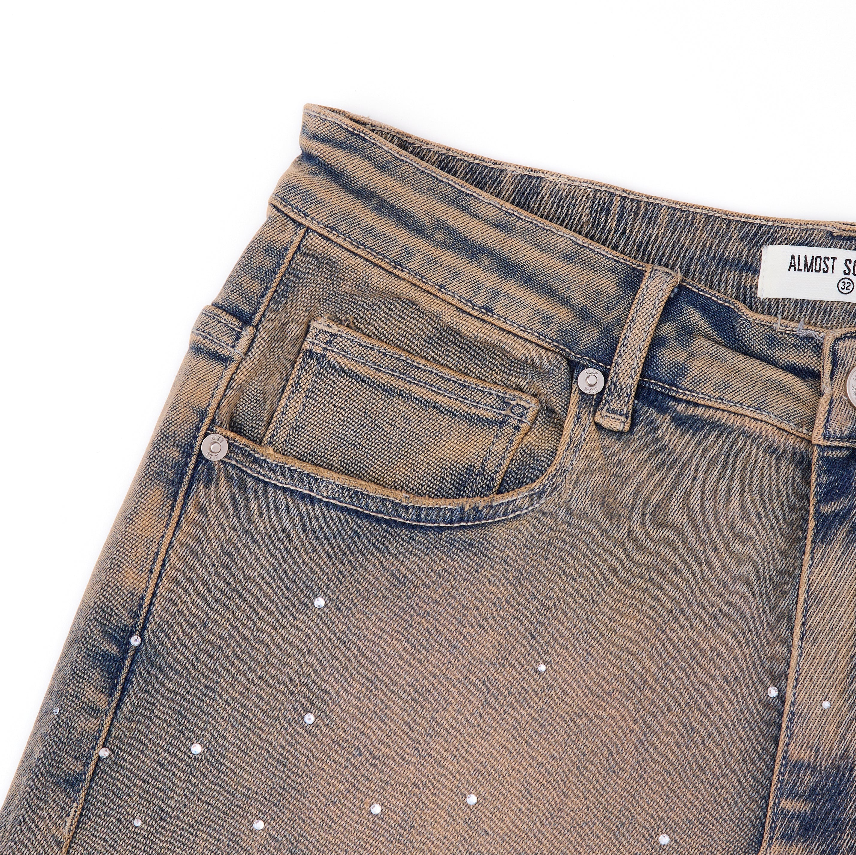 Solomon Rhinestone Denim Jorts - Light Blue Solomon Rhinestone Denim Jorts - Light Blue