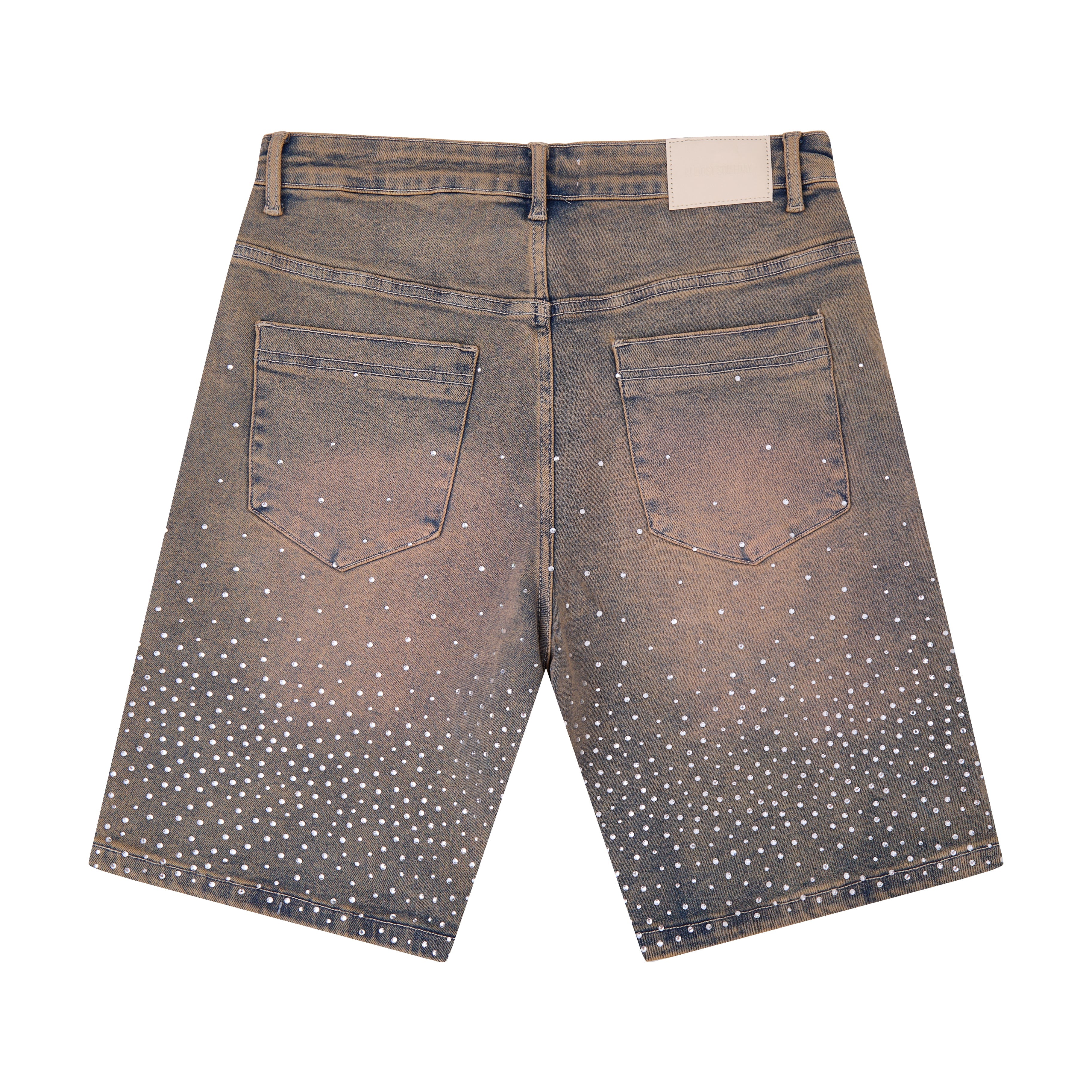 Solomon Rhinestone Denim Jorts - Light Blue Solomon Rhinestone Denim Jorts - Light Blue