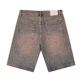 Solomon Rhinestone Denim Jorts - Light Blue Solomon Rhinestone Denim Jorts - Light Blue