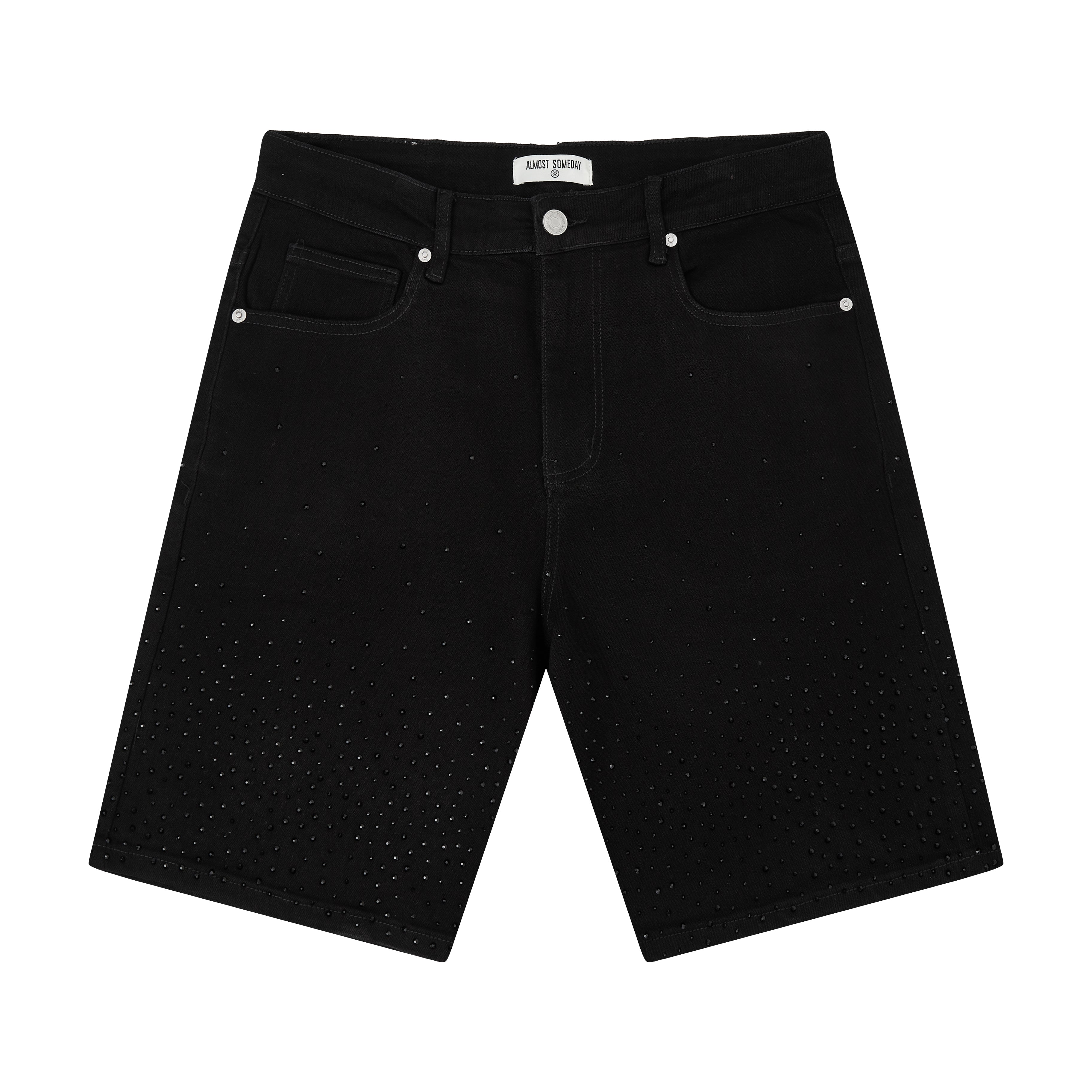 Solomon Rhinestone Denim Jorts - Black Solomon Rhinestone Denim Jorts - Black