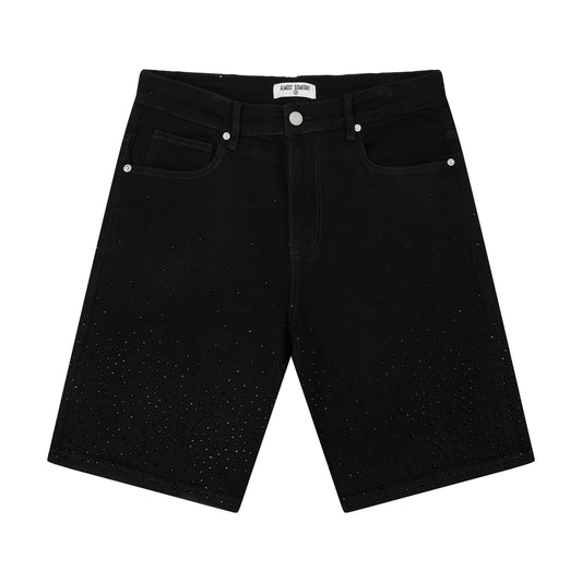 Solomon Rhinestone Denim Jorts - Black