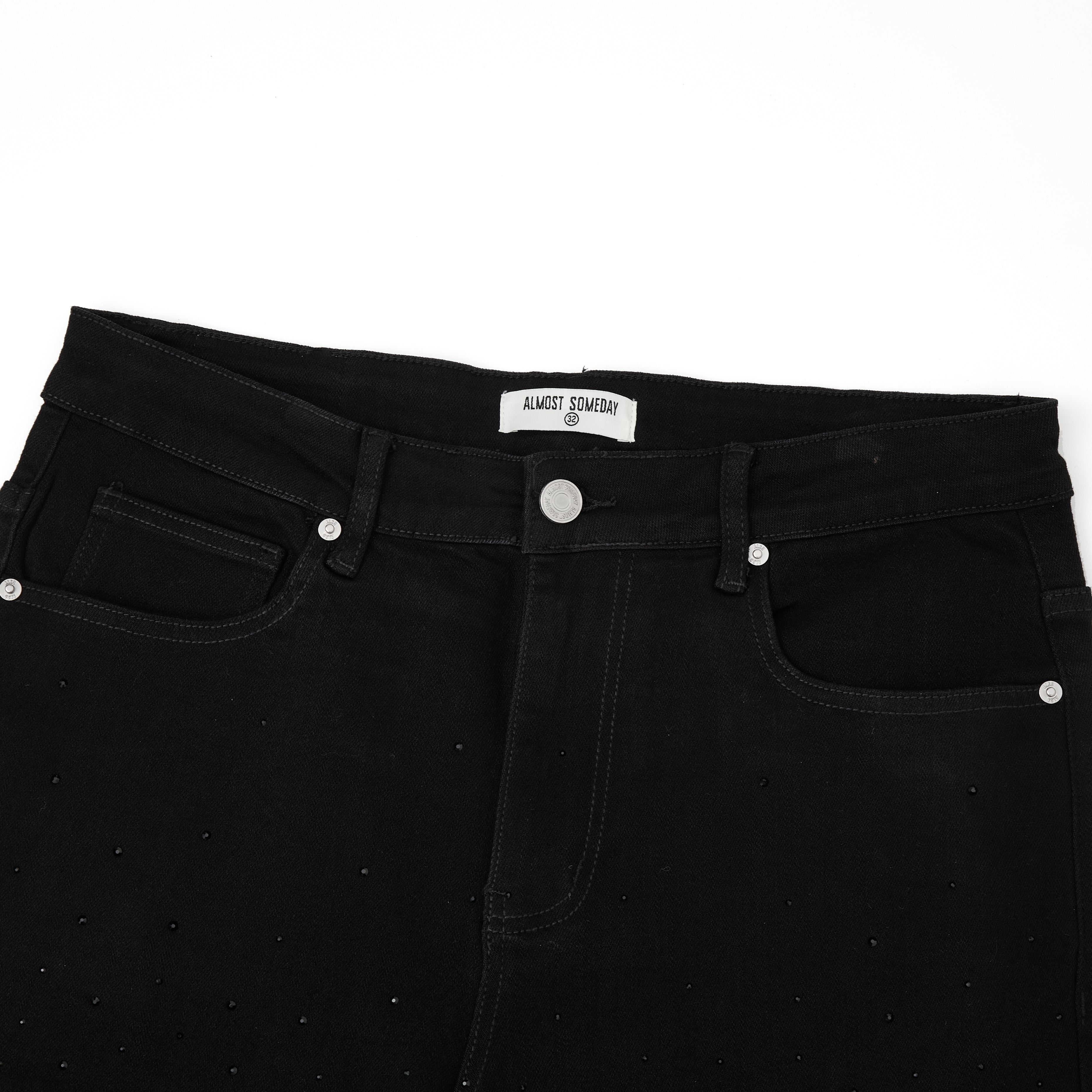 Solomon Rhinestone Denim Jorts - Black Solomon Rhinestone Denim Jorts - Black