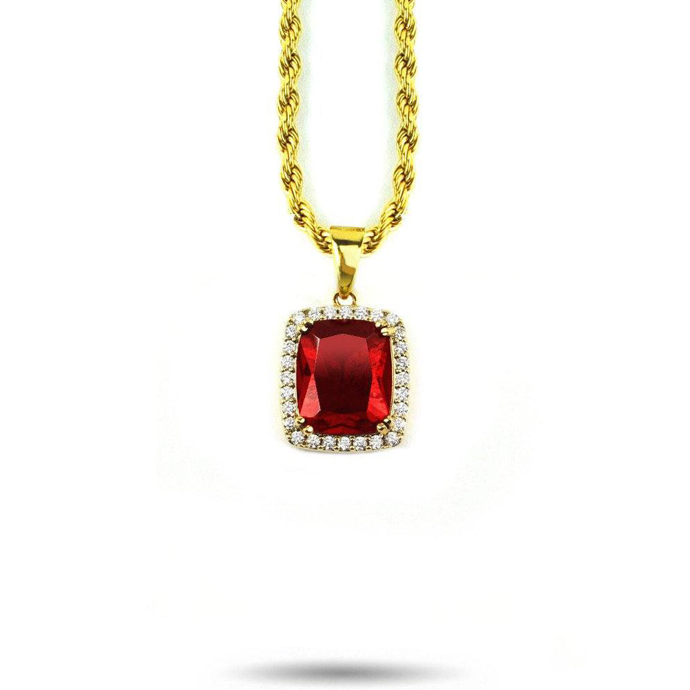 Micro Ruby Necklace Pendant & Rope Chain Micro Ruby Necklace Pendant & Rope Chain