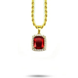Micro Ruby Necklace Pendant & Rope Chain Micro Ruby Necklace Pendant & Rope Chain