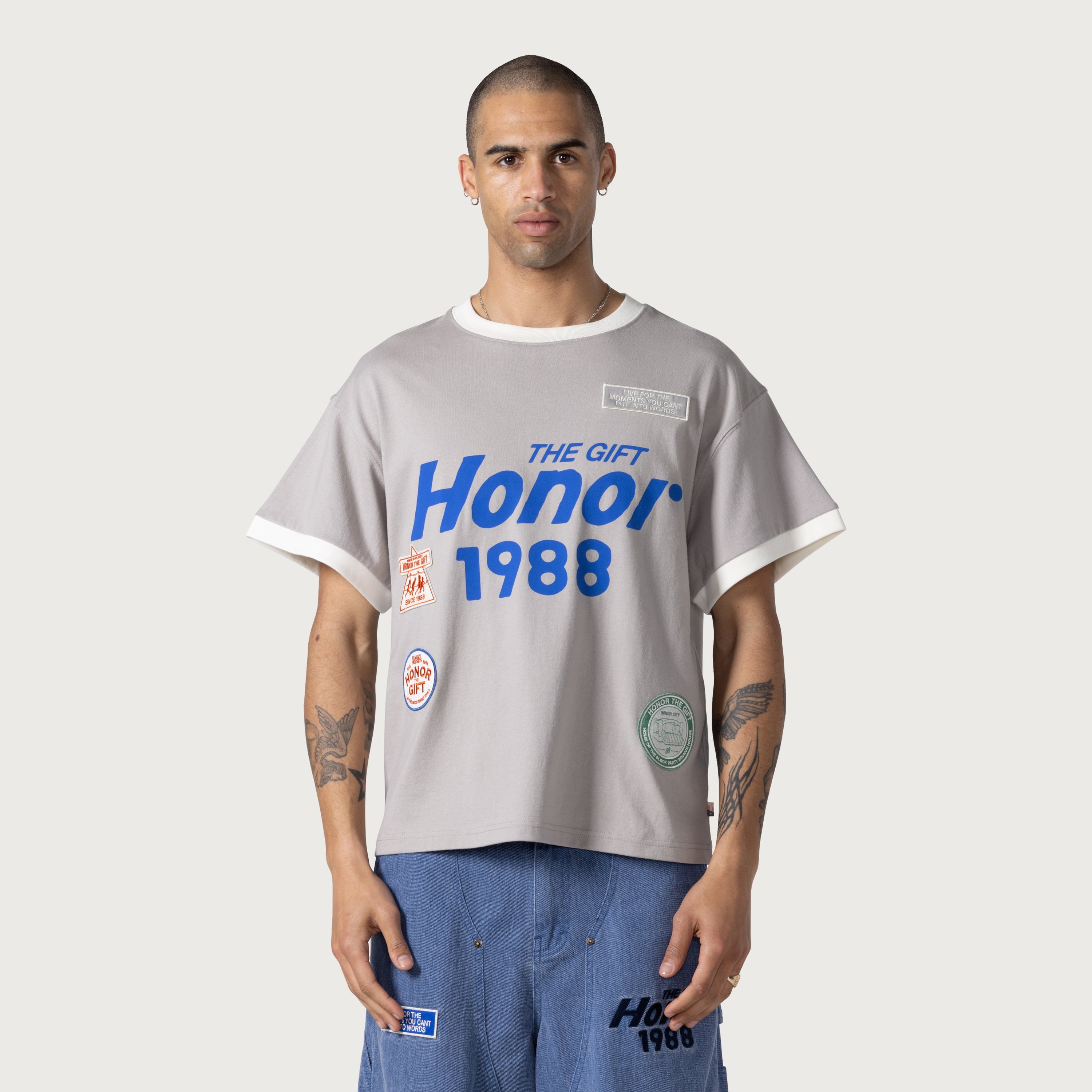 Multi Box T-Shirt- Stone Multi Box T-Shirt- Stone