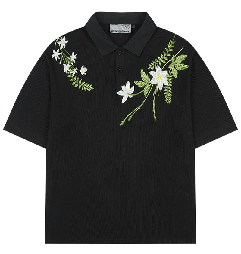 Embroidered Floral Wreath loose Polo Embroidered Floral Wreath loose Polo