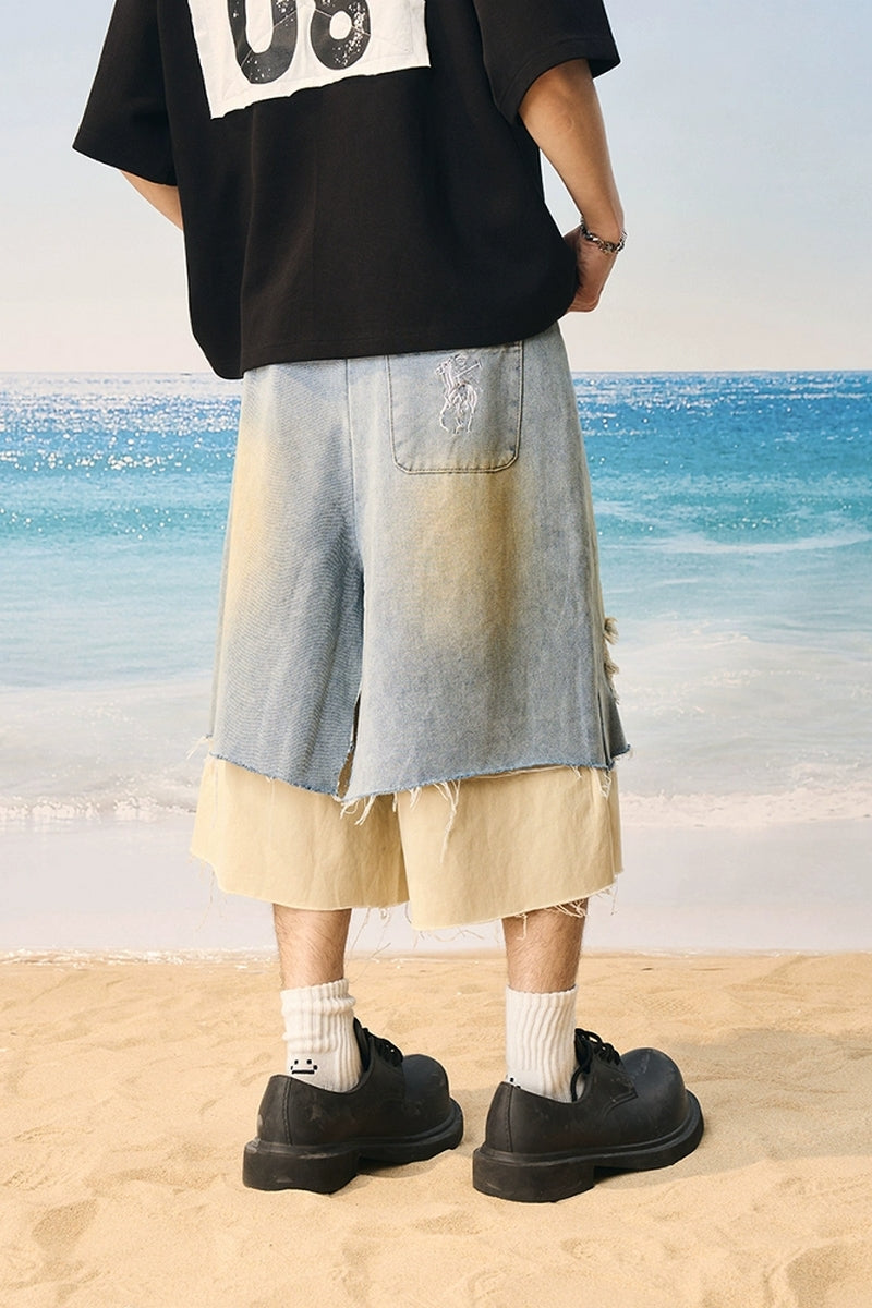 Frayed Light Wash Denim Shorts Frayed Light Wash Denim Shorts