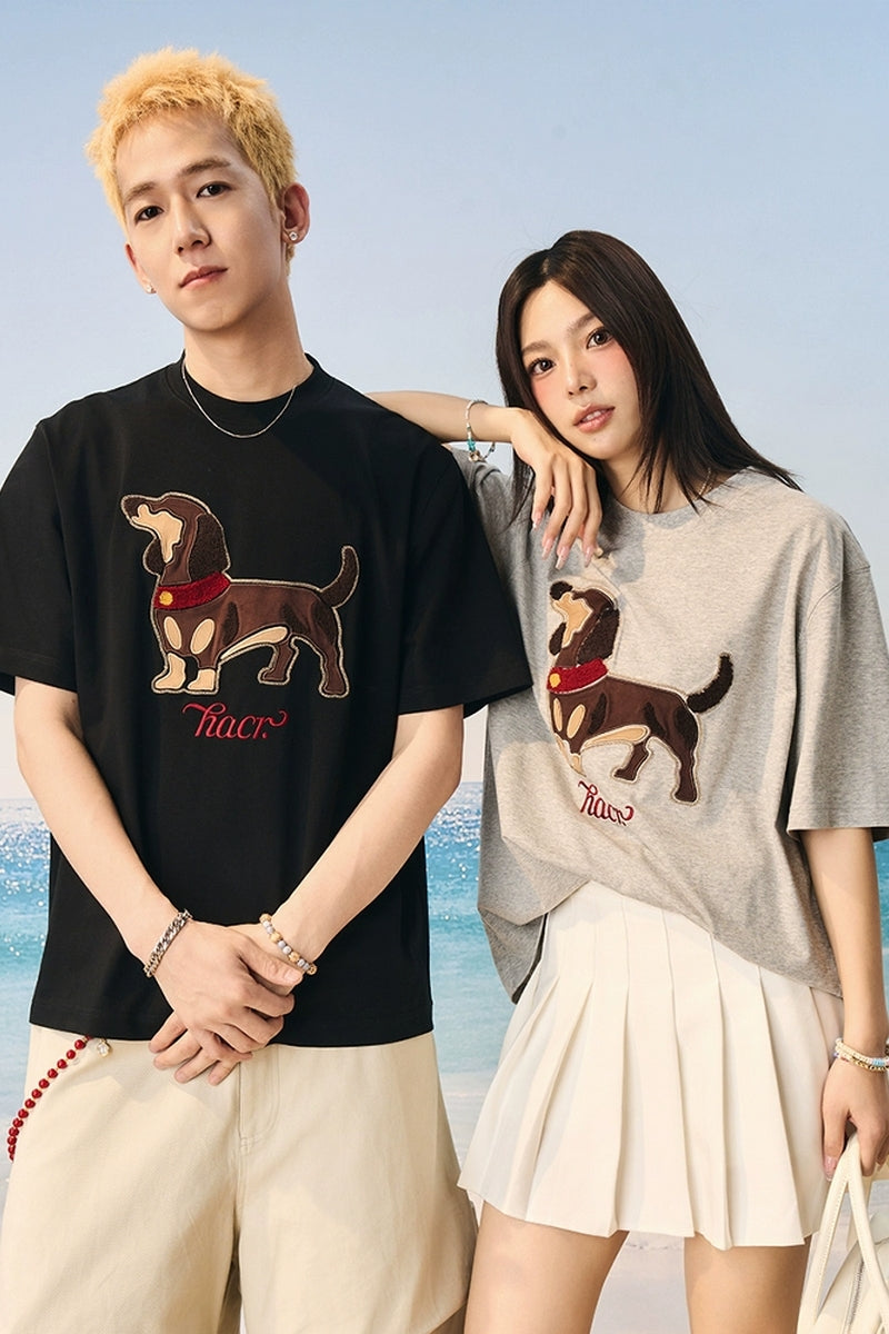 Suede Dog Towel Patch T-Shirt Suede Dog Towel Patch T-Shirt