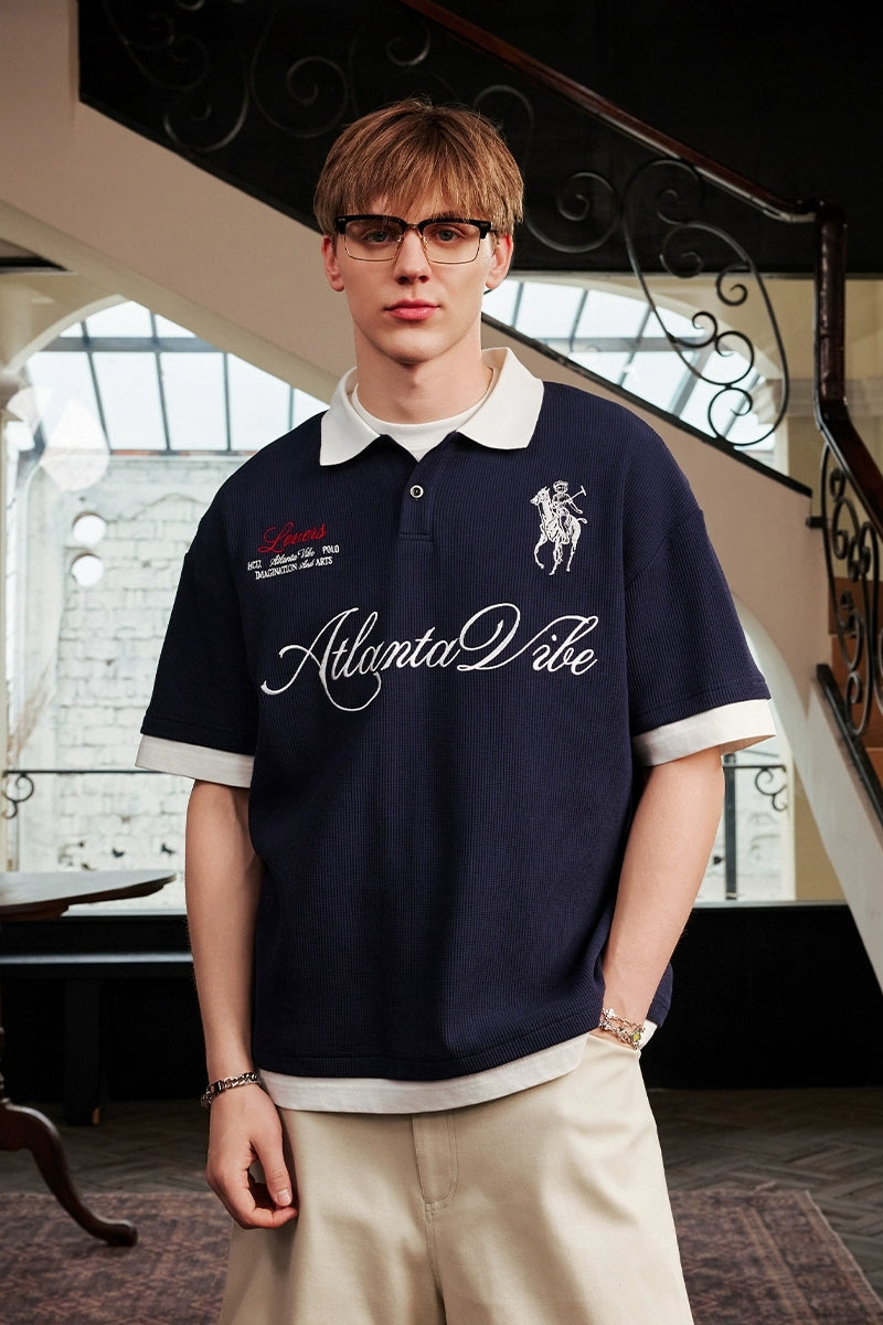 Layered Embroidered Crest Polo Layered Embroidered Crest Polo
