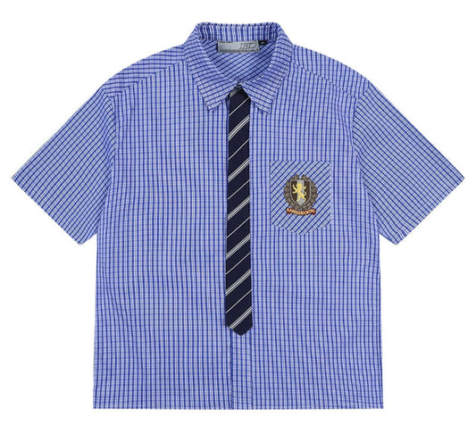 Plaid Tie Layered Shirt