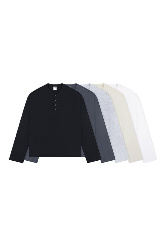 Boxy Henley Long Sleeve Tee