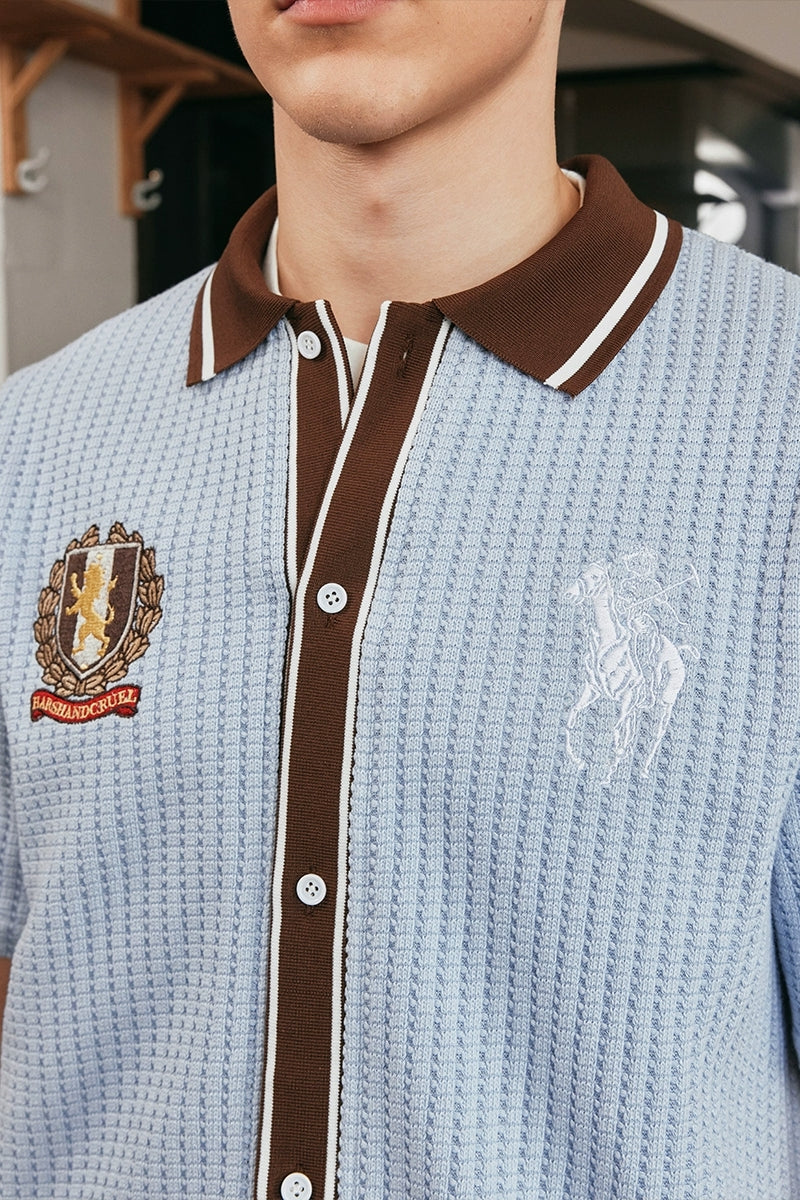 Crochet Contrast Vacation Shirt Crochet Contrast Vacation Shirt