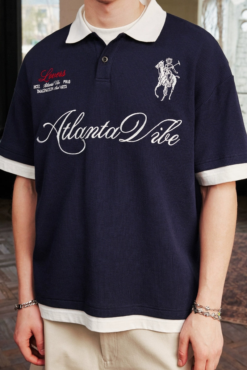 Layered Embroidered Crest Polo Layered Embroidered Crest Polo