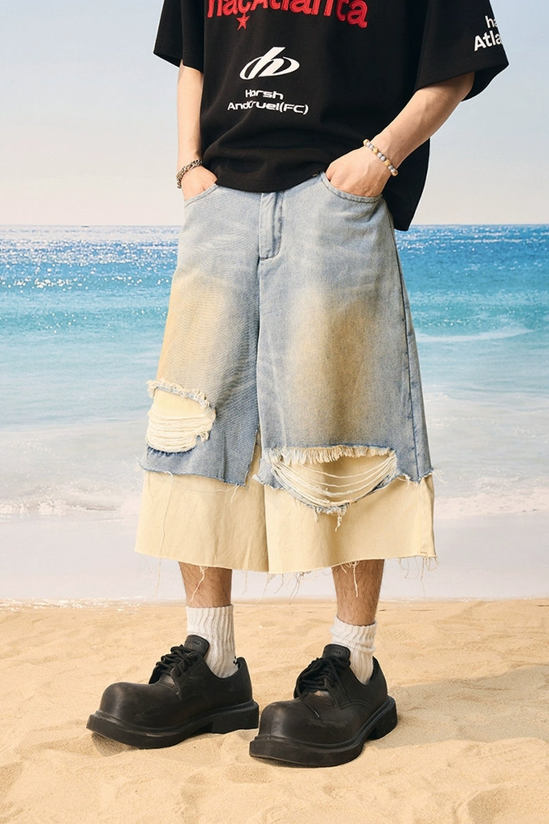 Frayed Light Wash Denim Shorts Frayed Light Wash Denim Shorts