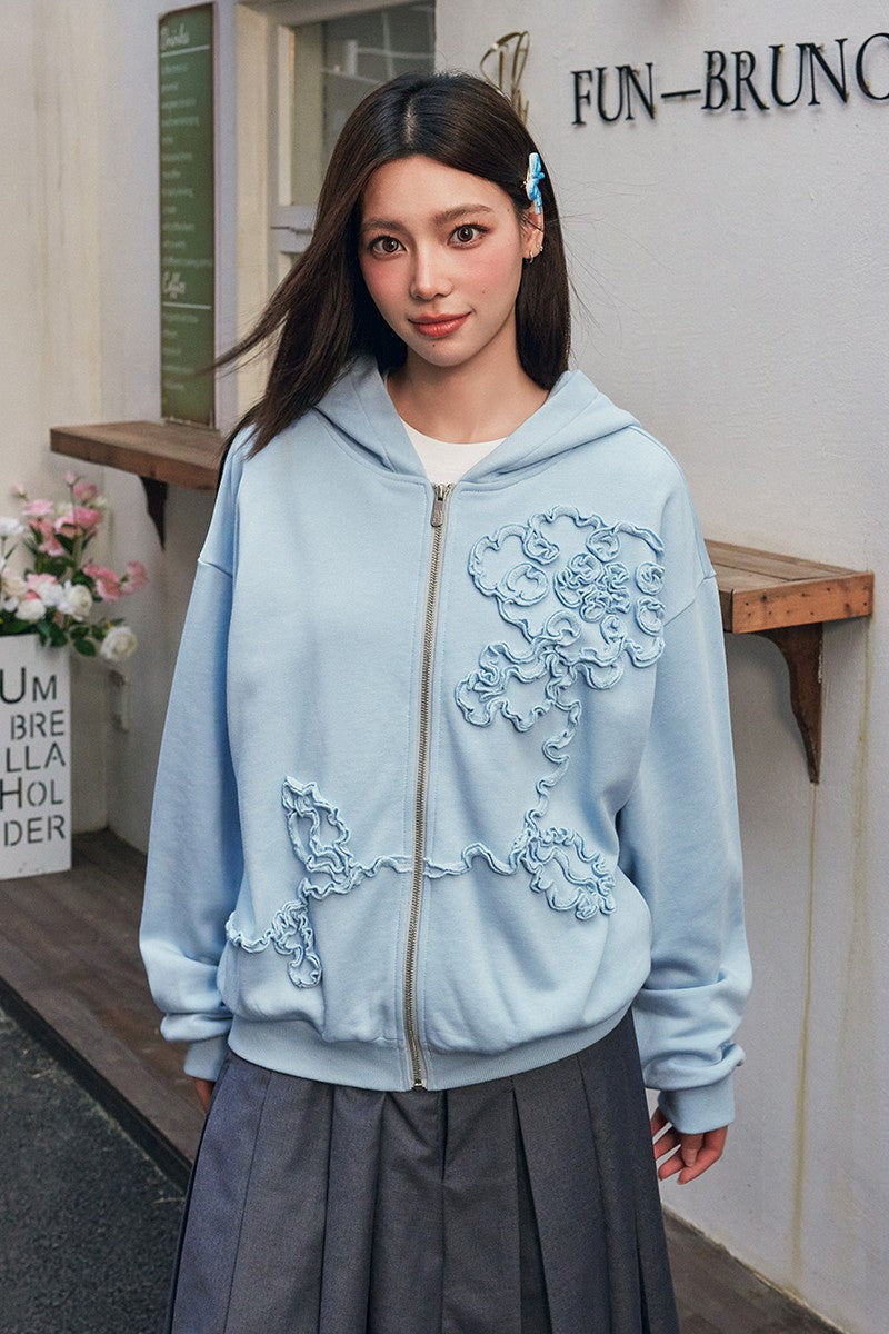 3D Embroidered Floral Pattern Hoodie 3D Embroidered Floral Pattern Hoodie
