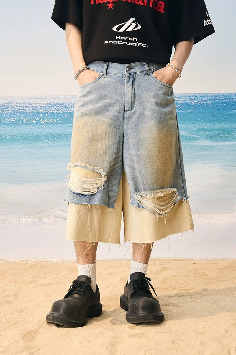 Frayed Light Wash Denim Shorts Frayed Light Wash Denim Shorts