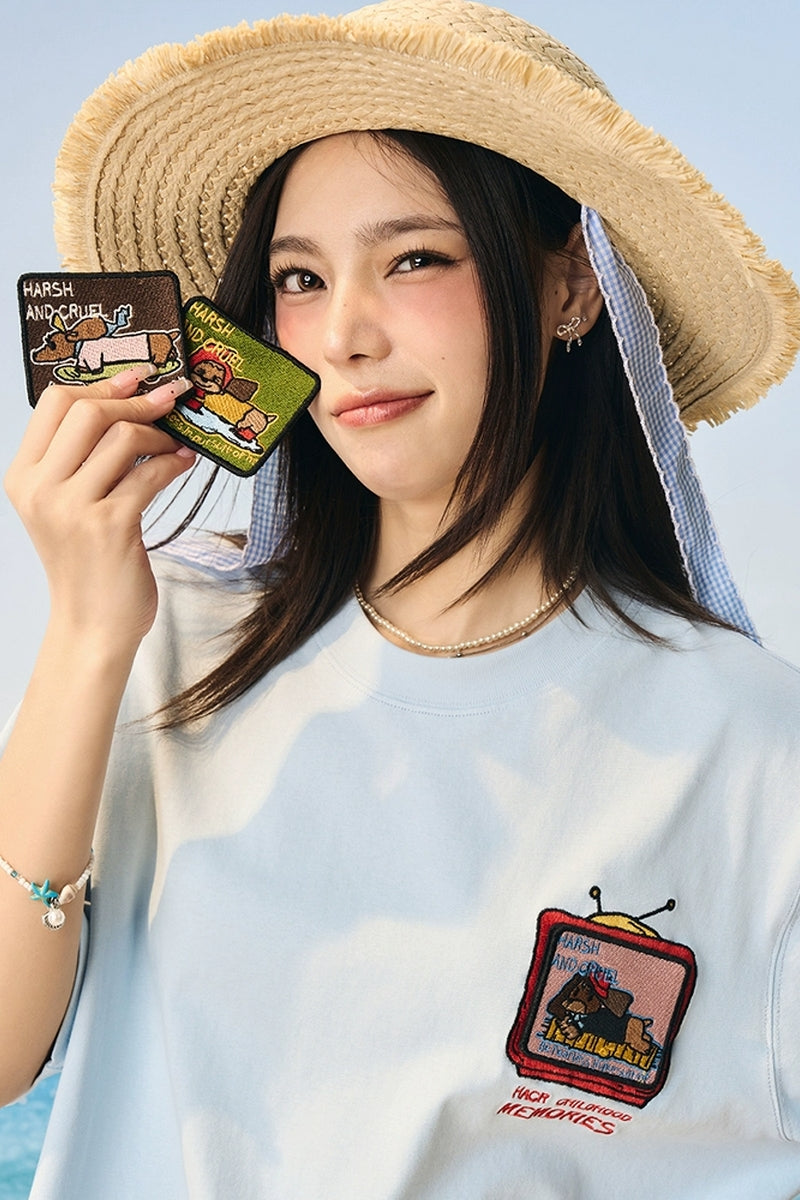 Velcro Dog Embroidery T-Shirt Velcro Dog Embroidery T-Shirt