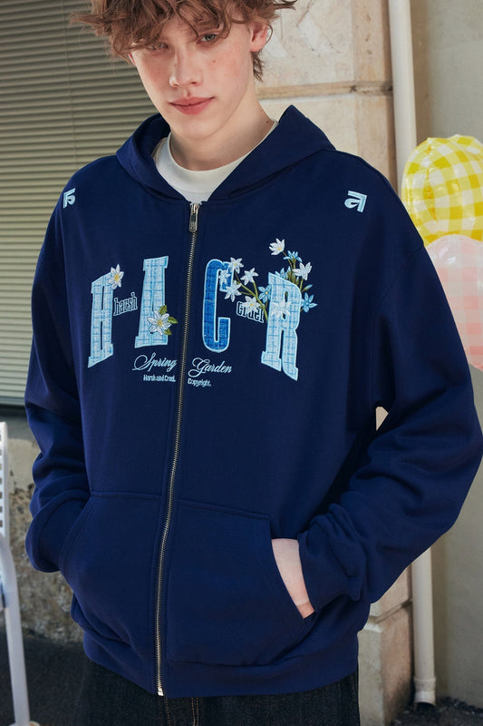Flower Patchwork Zip Hoodie