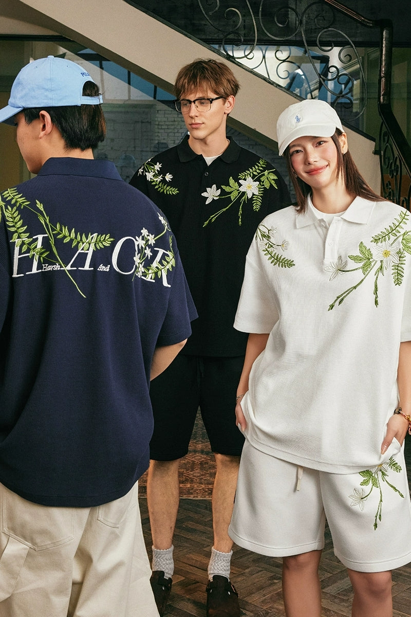 Embroidered Floral Wreath loose Polo Embroidered Floral Wreath loose Polo