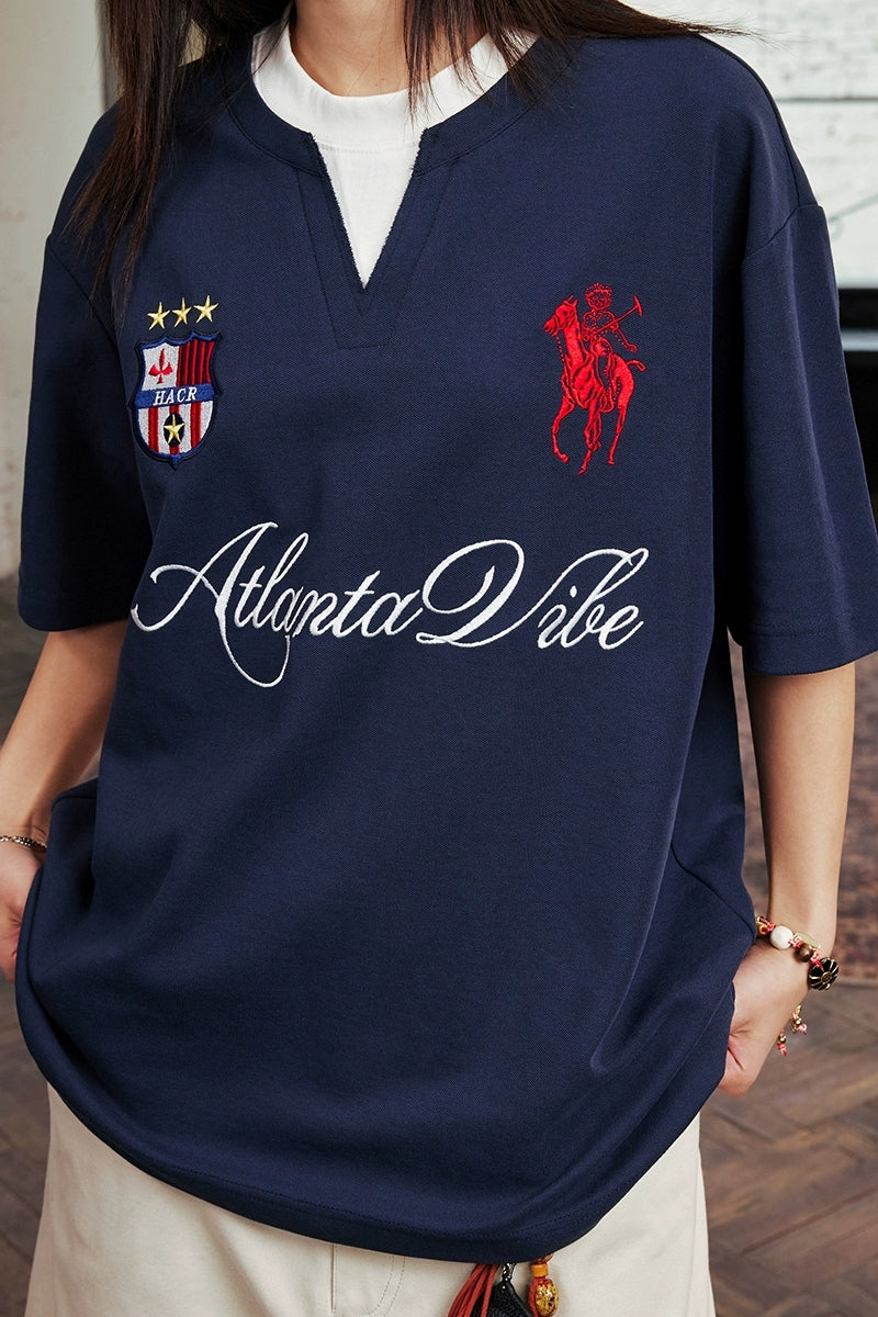 Layered Retro Embroidered Jersey Layered Retro Embroidered Jersey