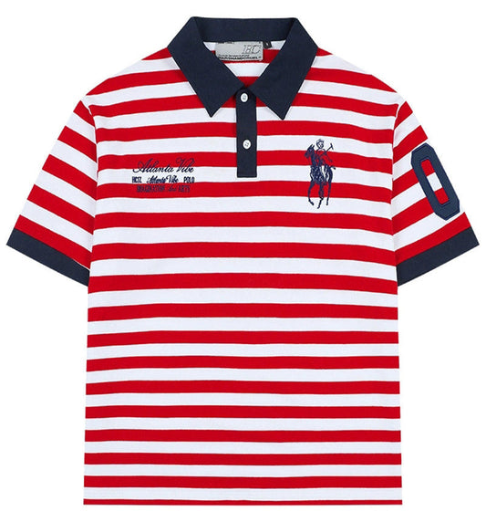 Nautical Striped Embroidered Polo Shirt
