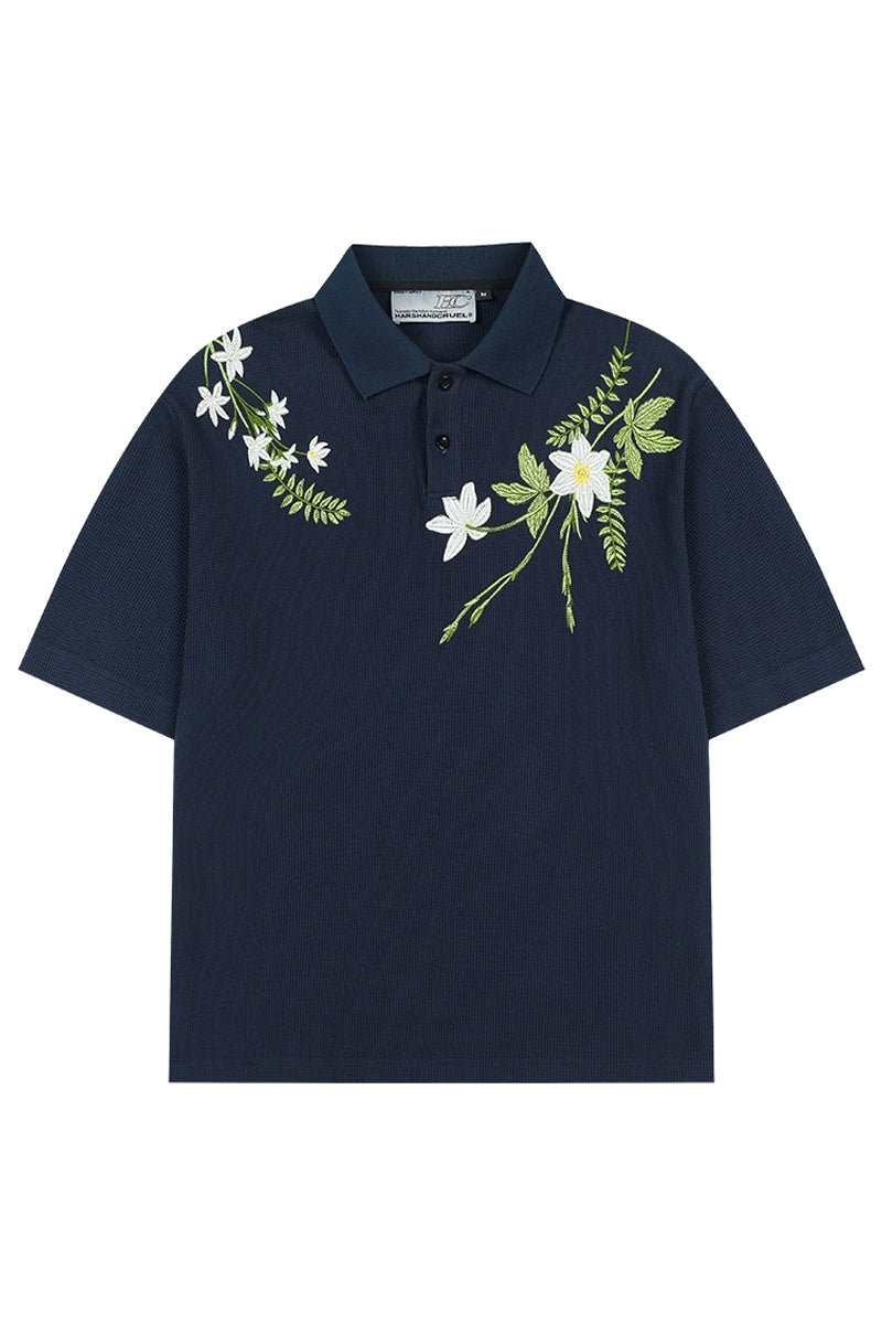 Embroidered Floral Wreath loose Polo Embroidered Floral Wreath loose Polo