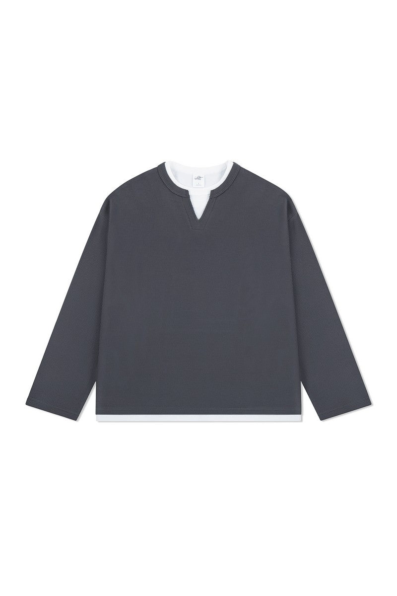 Waffle Layered Henley Long Sleeve Waffle Layered Henley Long Sleeve