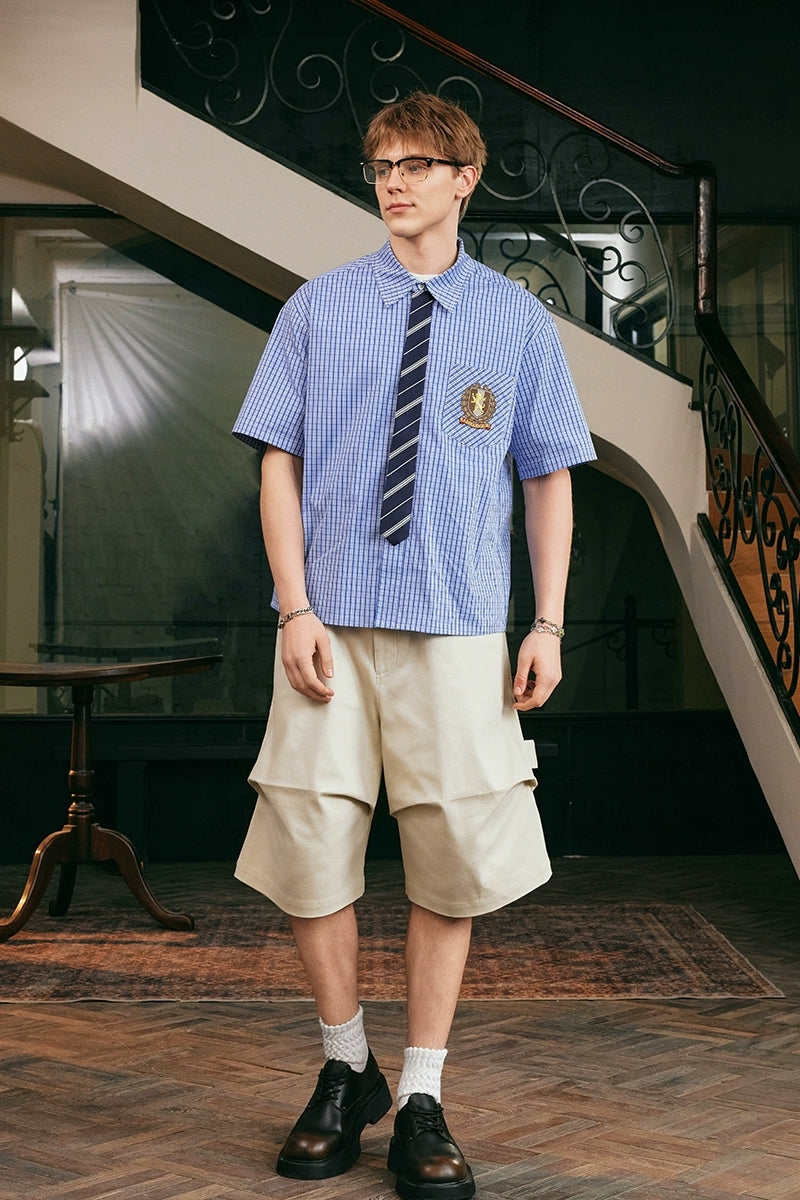 Plaid Tie Layered Shirt Plaid Tie Layered Shirt