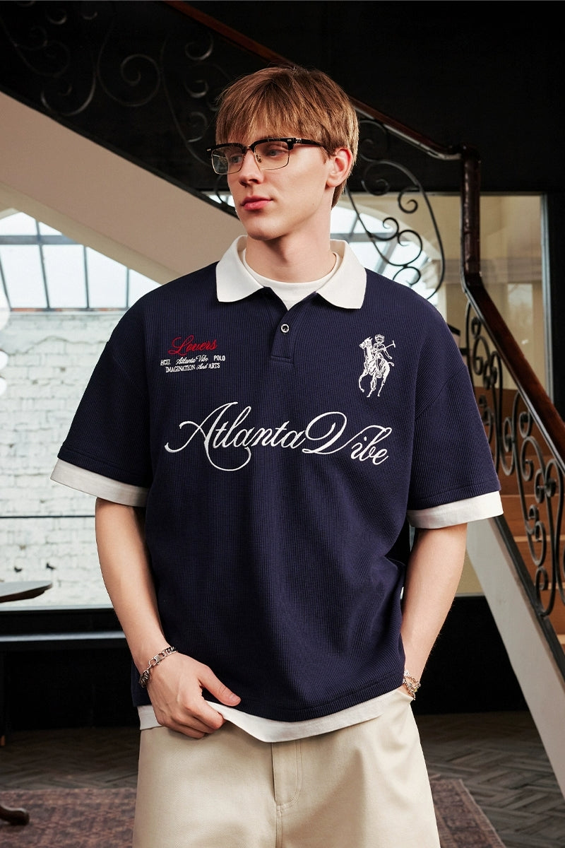 Layered Embroidered Crest Polo Layered Embroidered Crest Polo