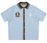 Crochet Contrast Vacation Shirt Crochet Contrast Vacation Shirt