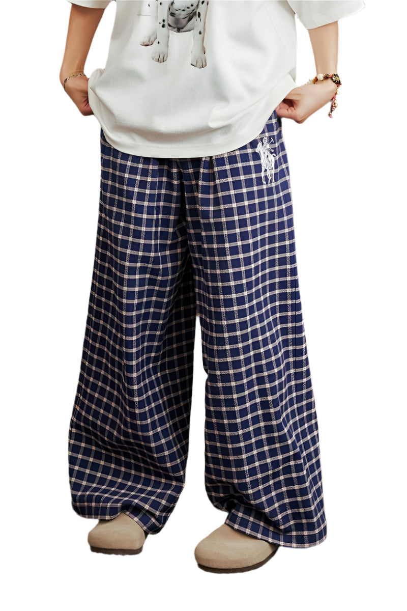 Retro Plaid Loose Wide-Leg Pants Retro Plaid Loose Wide-Leg Pants