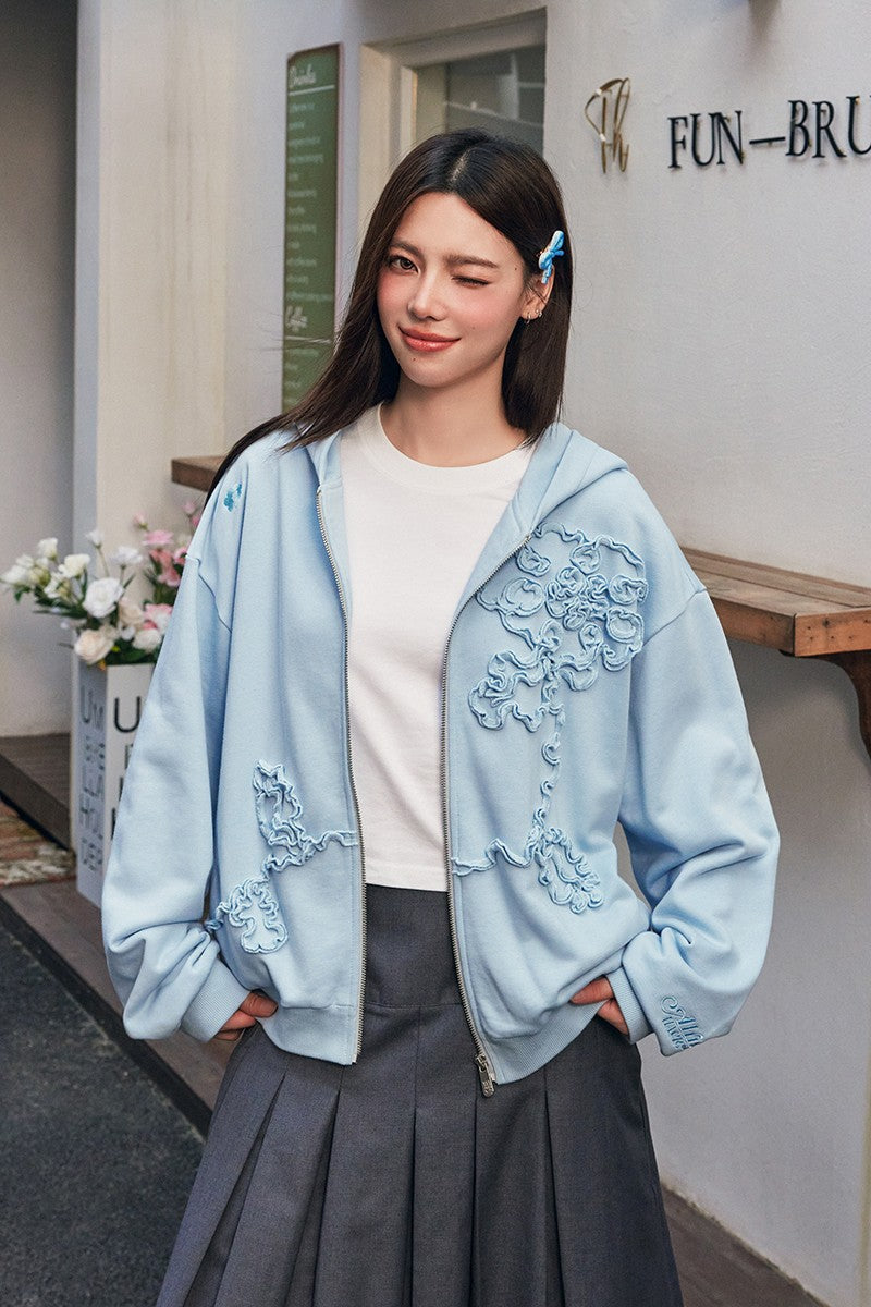 3D Embroidered Floral Pattern Hoodie 3D Embroidered Floral Pattern Hoodie