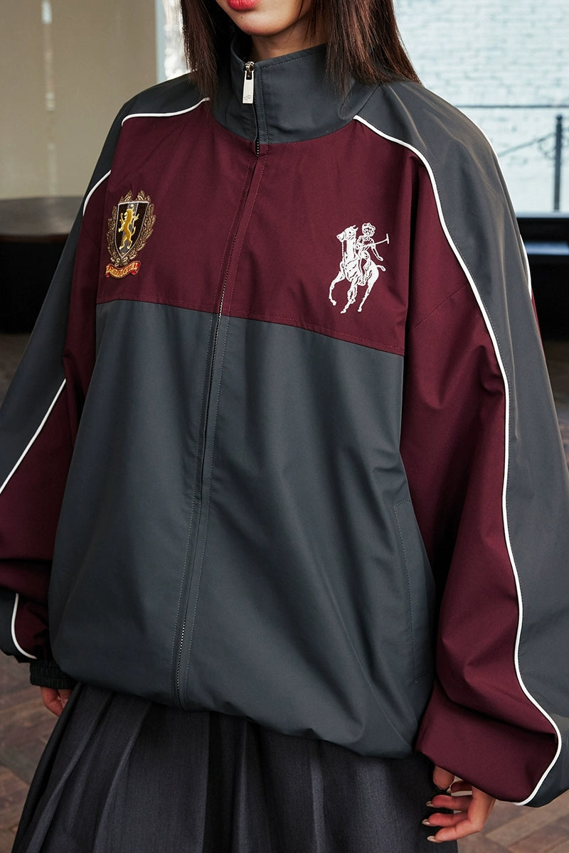 Colorblock Embroidered Sports Jacket Colorblock Embroidered Sports Jacket