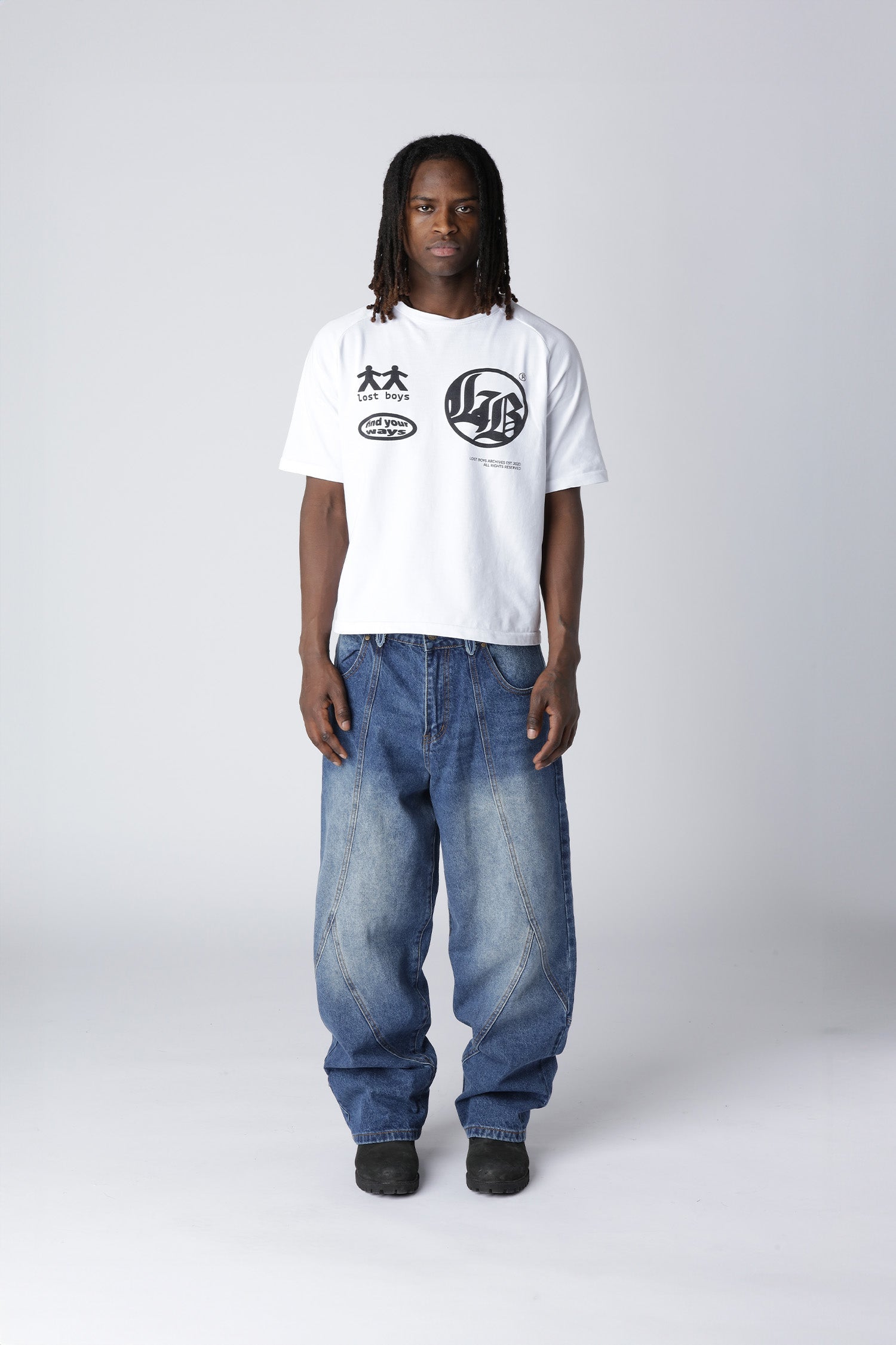 OUTERSEAM LOGO JEANS - Stonewashed Indigo Blue OUTERSEAM LOGO JEANS - Stonewashed Indigo Blue