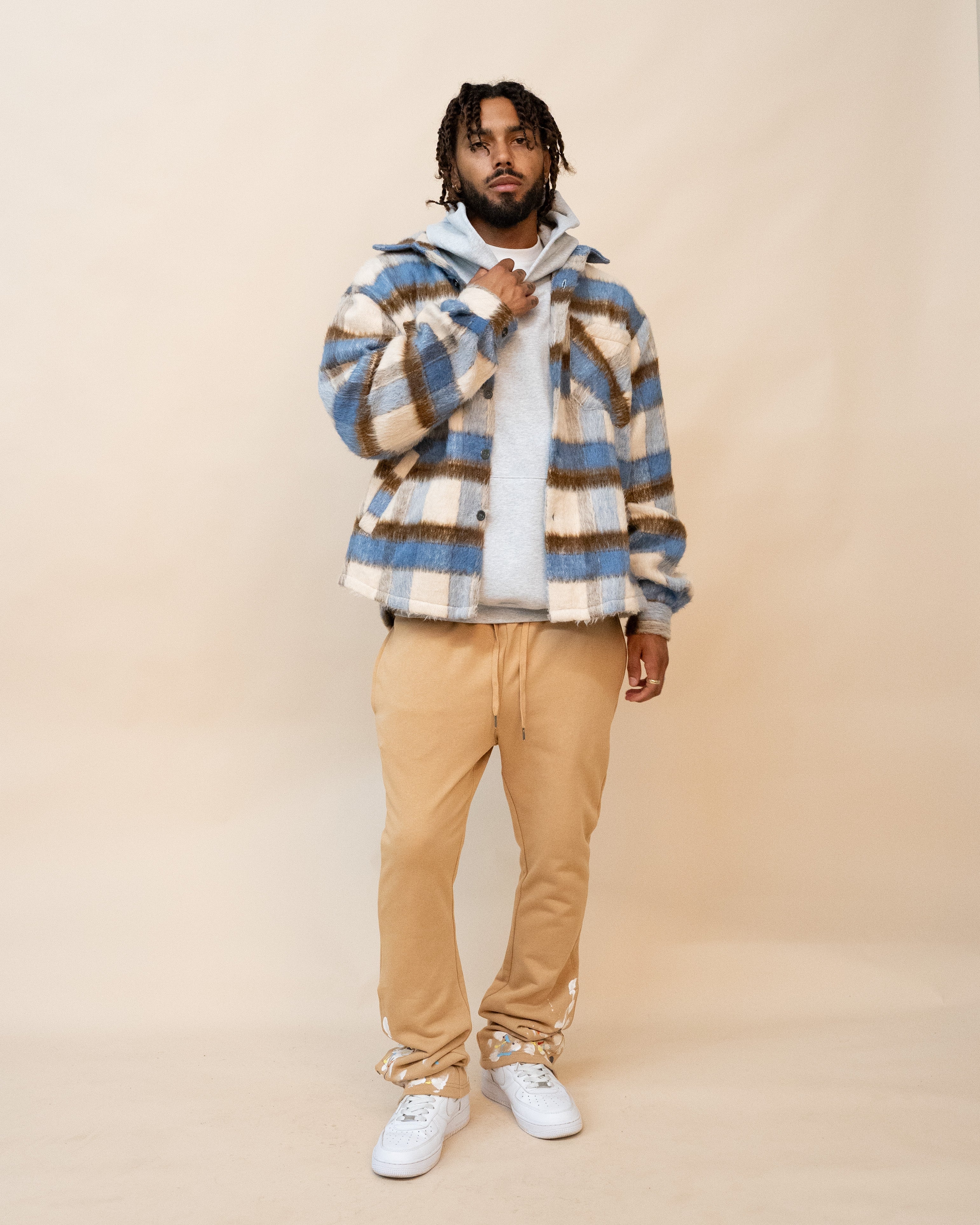 EPTM Side Slit Flannel - Blue/Brown EPTM Side Slit Flannel - Blue/Brown