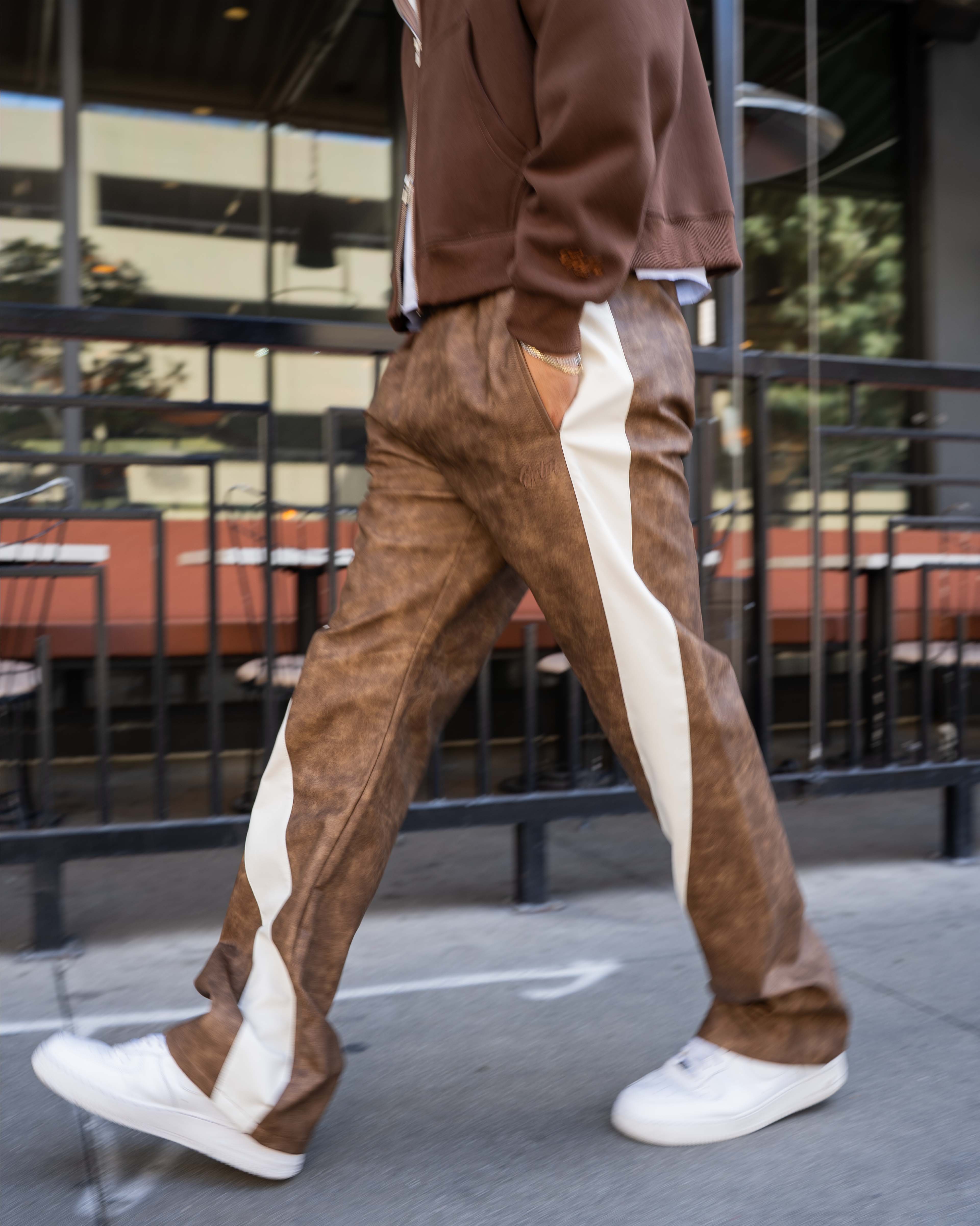 EPTM PU Twisted Pants - Brown EPTM PU Twisted Pants - Brown