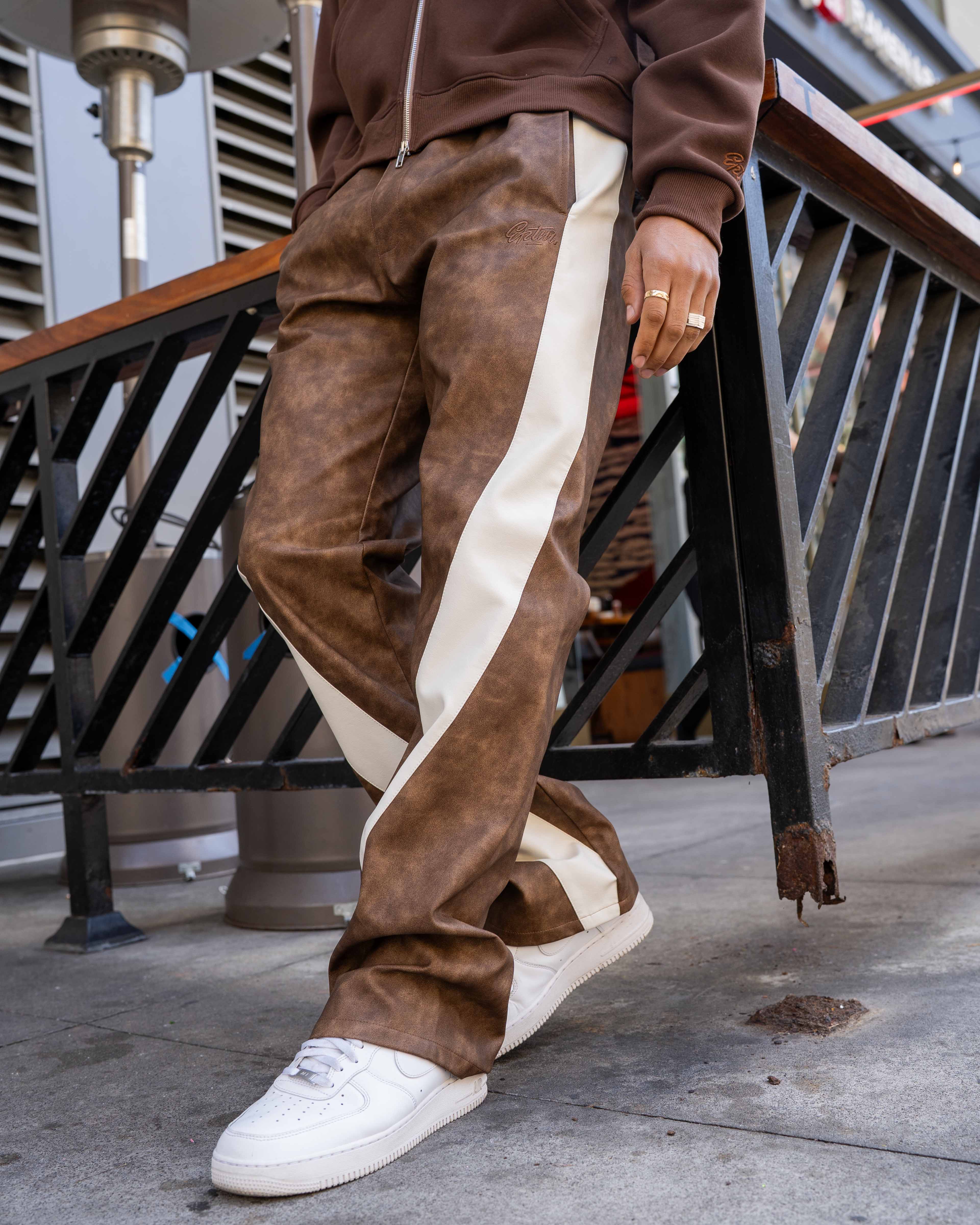 EPTM PU Twisted Pants - Brown EPTM PU Twisted Pants - Brown