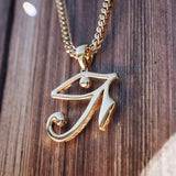 Eye of Horus Gold Necklace Pendant & Franco Box Chain Eye of Horus Gold Necklace Pendant & Franco Box Chain