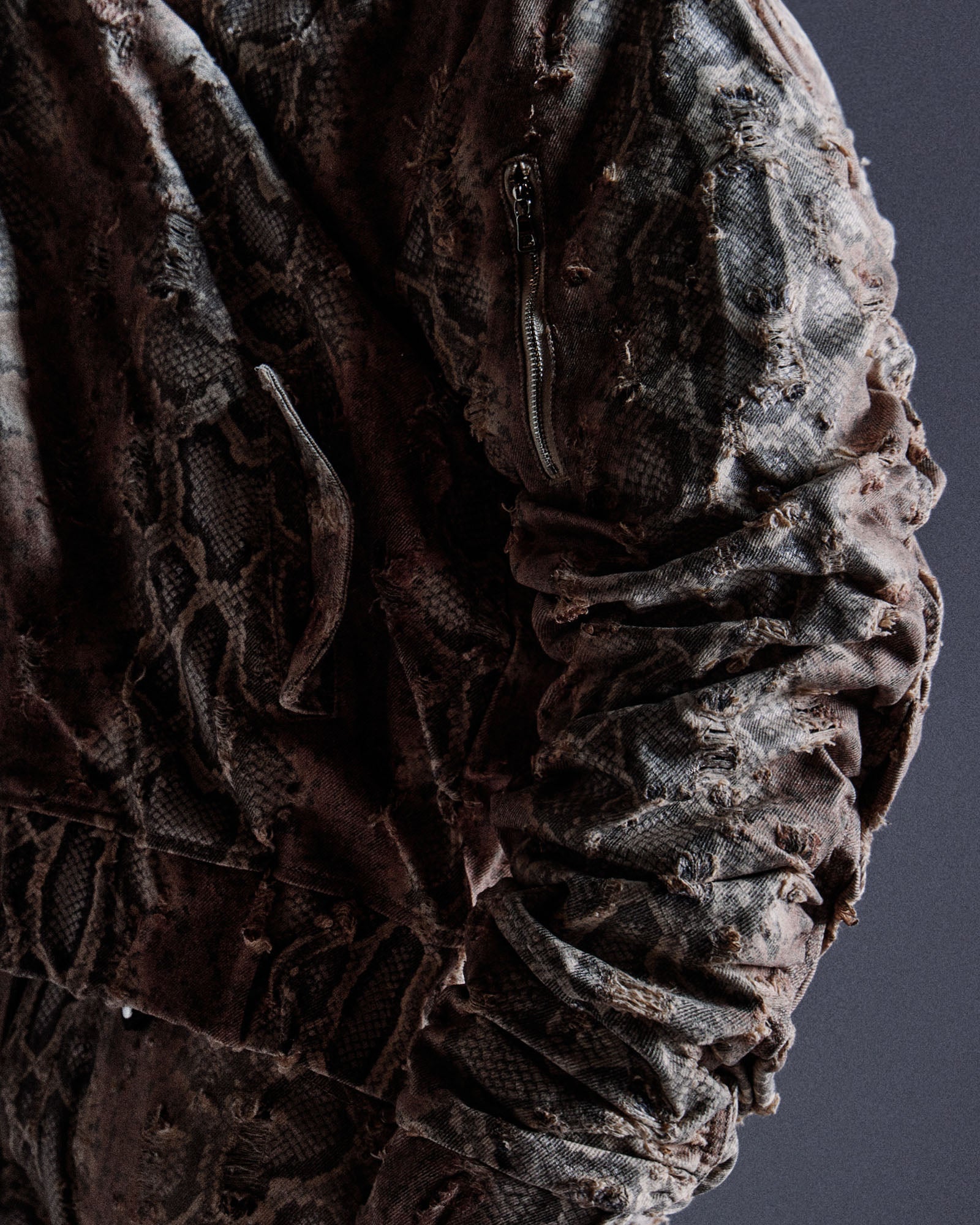 "Balboa" Denim Snakeskin Bomber (Brown) "Balboa" Denim Snakeskin Bomber (Brown)