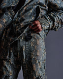 "Ahmanson" Denim Snakeskin Flared Cargo Pant (Blue) "Ahmanson" Denim Snakeskin Flared Cargo Pant (Blue)