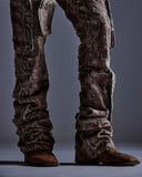 "Ahmanson" Denim Snakeskin Flared Cargo Pant (Brown) "Ahmanson" Denim Snakeskin Flared Cargo Pant (Brown)