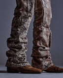 "Ahmanson" Denim Snakeskin Flared Cargo Pant (Brown) "Ahmanson" Denim Snakeskin Flared Cargo Pant (Brown)