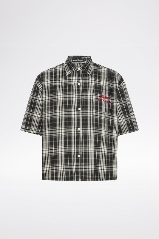 SHORT SLEEVED SHIRT - Black/Grey Tartan