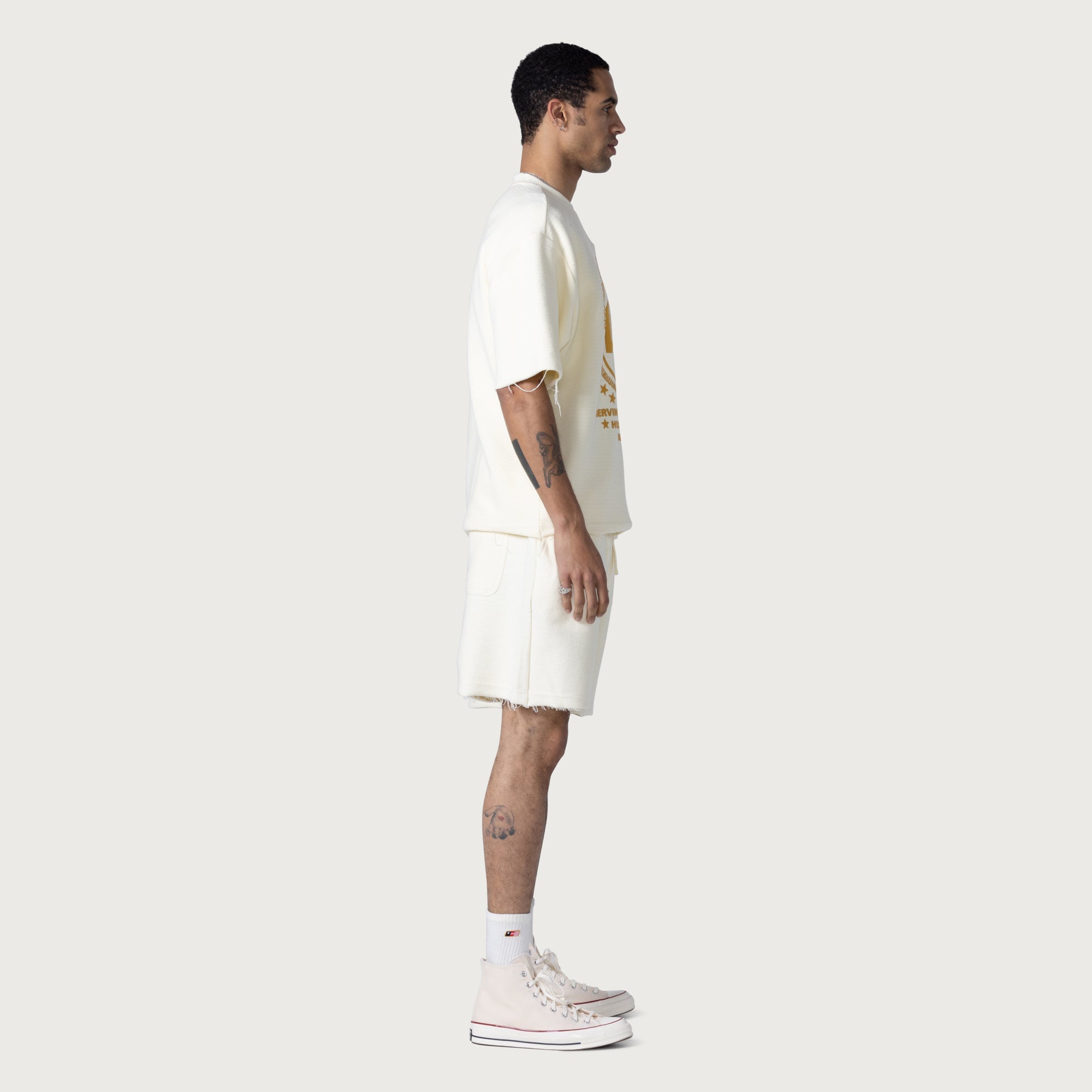 Race Herringbone Short - White Race Herringbone Short - White