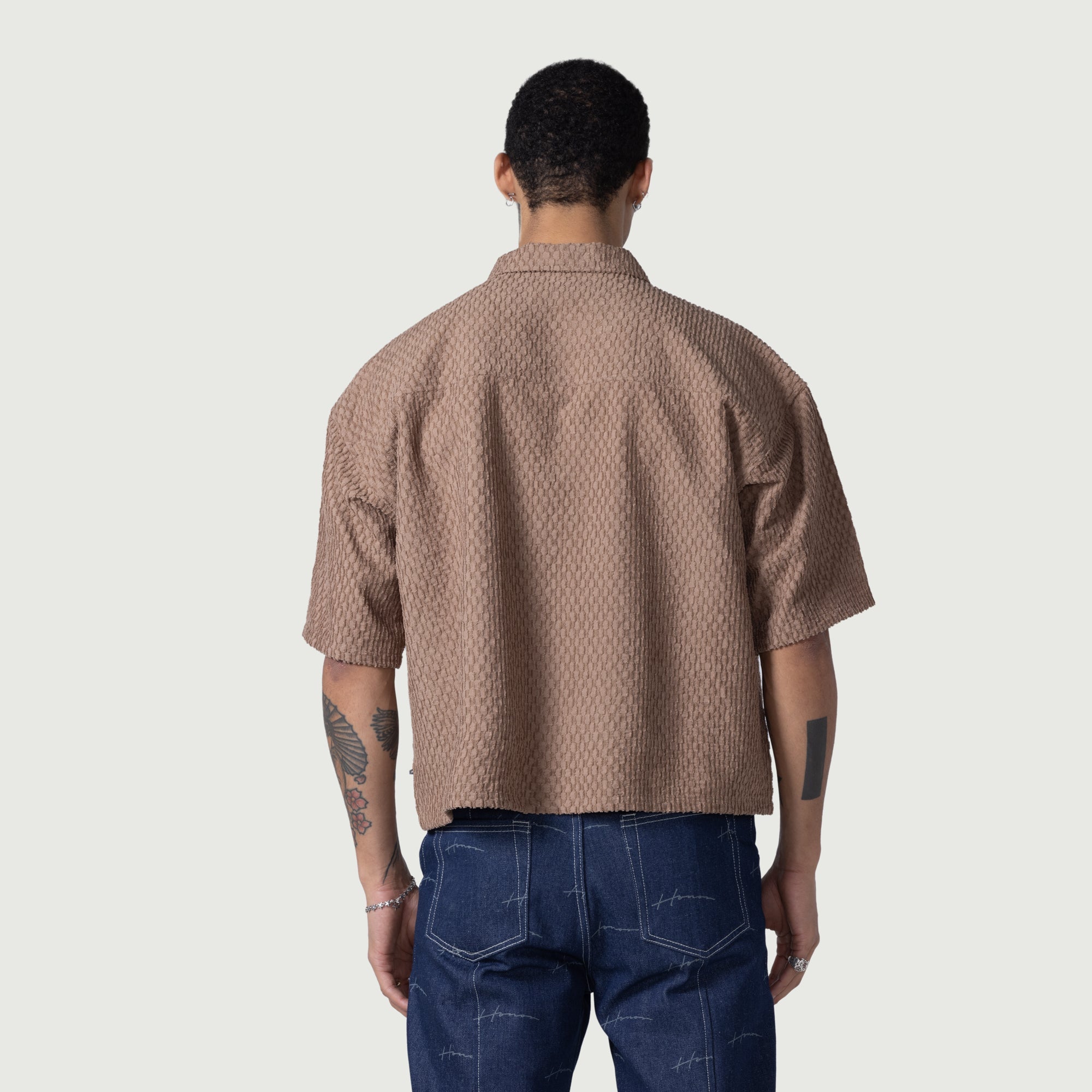 Textured Knit Qtr Zip - Brown Textured Knit Qtr Zip - Brown