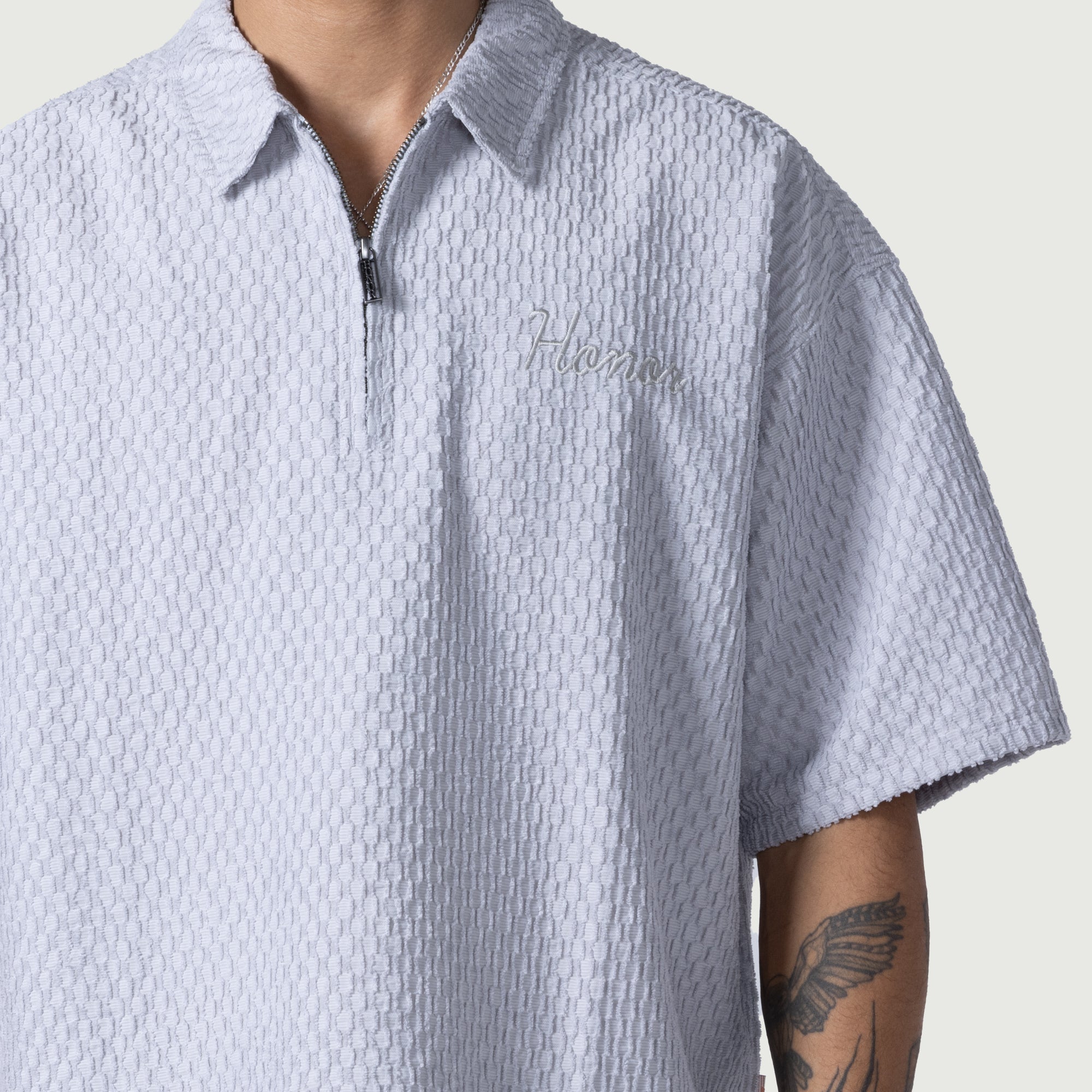 Textured Knit Qtr Zip - Grey Textured Knit Qtr Zip - Grey