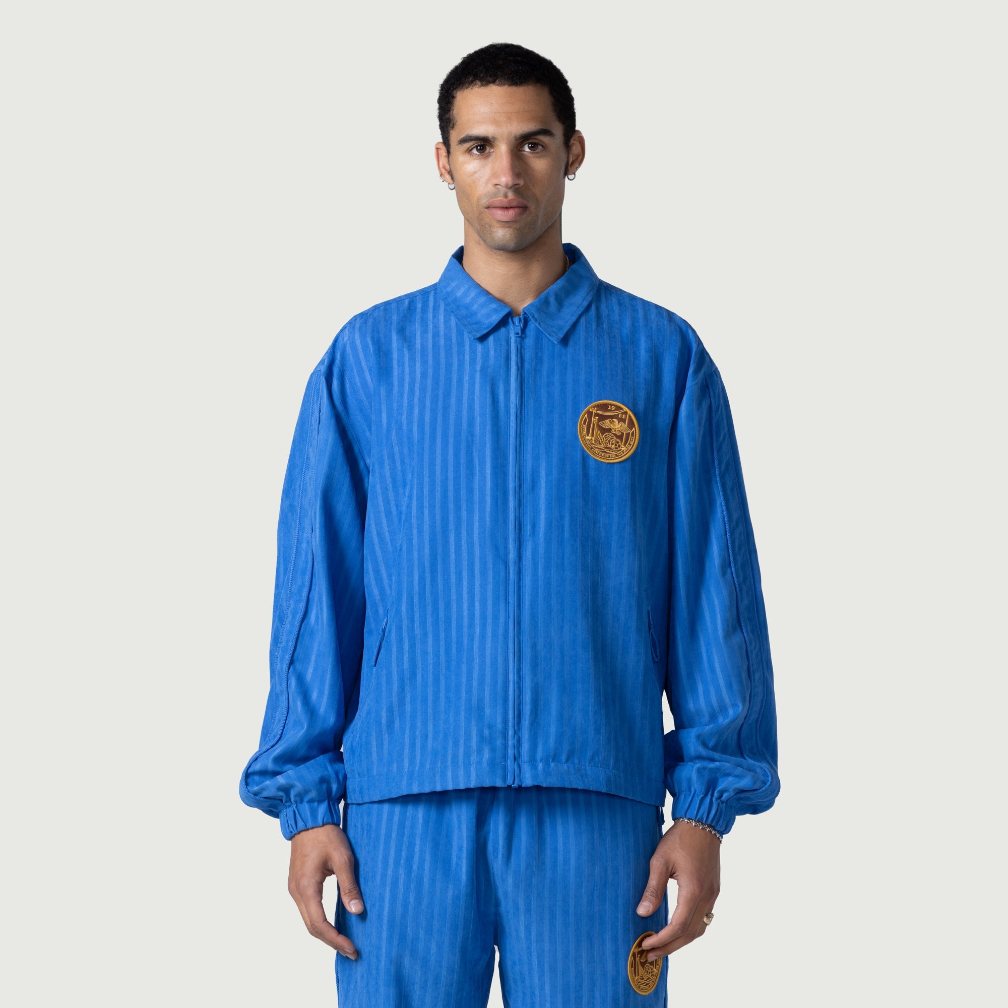 Striped Anorak Jacket - Blue Striped Anorak Jacket - Blue