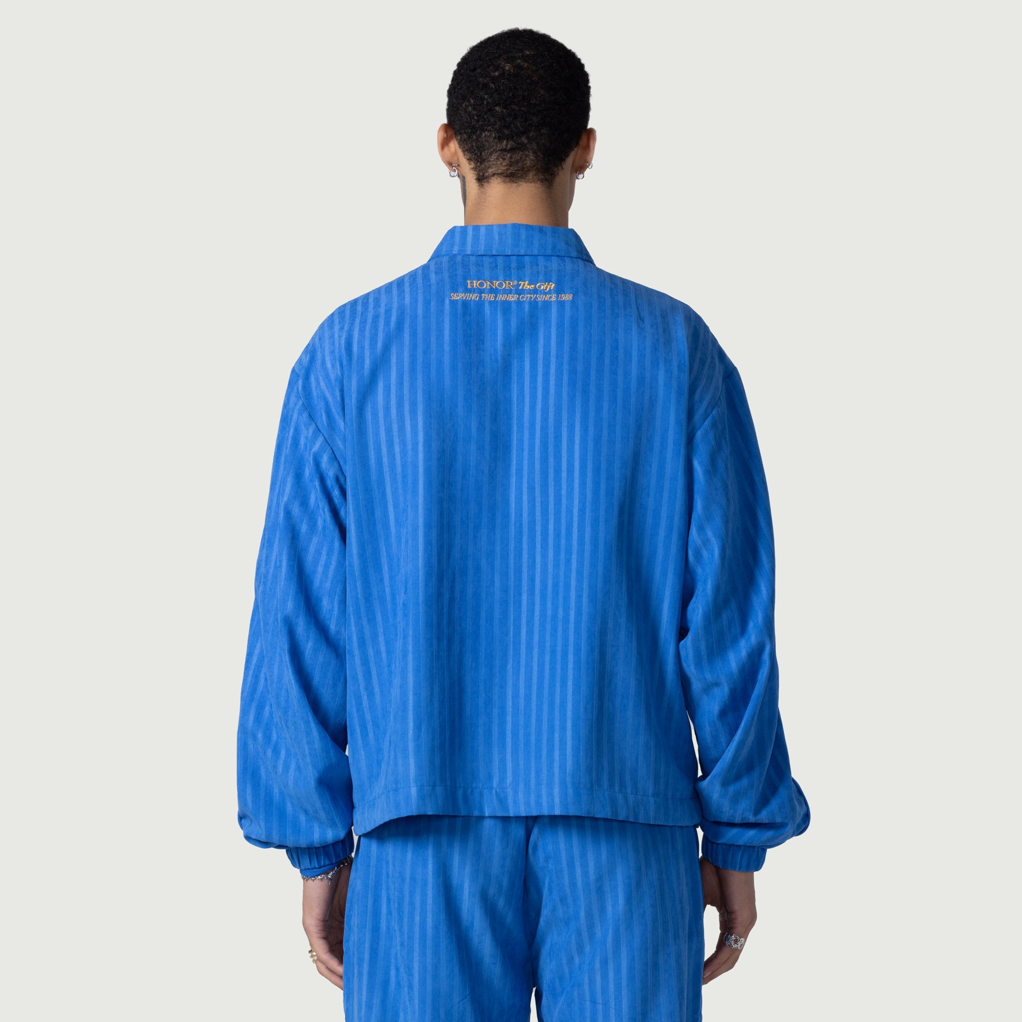 Striped Anorak Jacket - Blue Striped Anorak Jacket - Blue