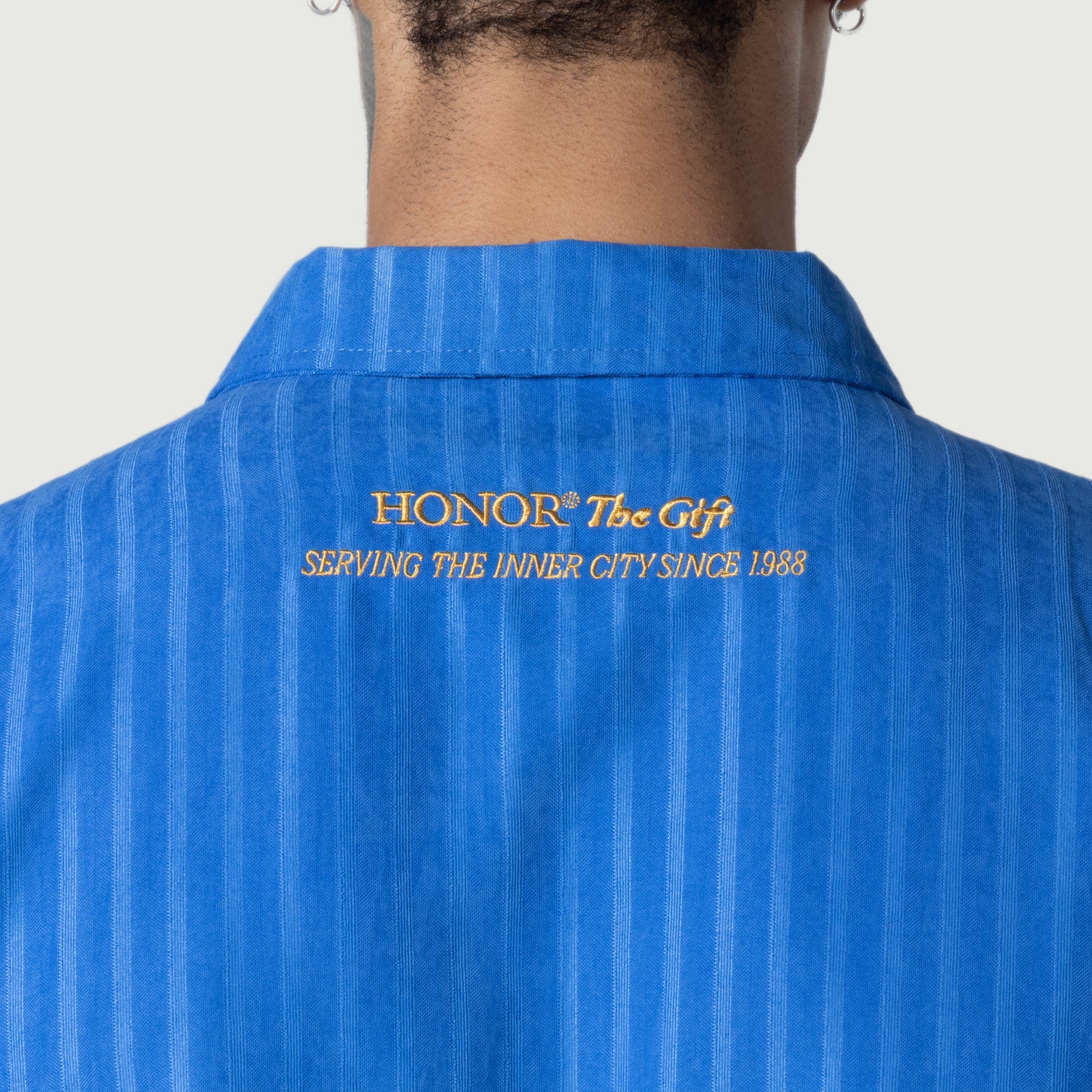 Striped Anorak Jacket - Blue Striped Anorak Jacket - Blue