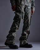 "Ahmanson" Denim Snakeskin Flared Cargo Pant (Blue) "Ahmanson" Denim Snakeskin Flared Cargo Pant (Blue)